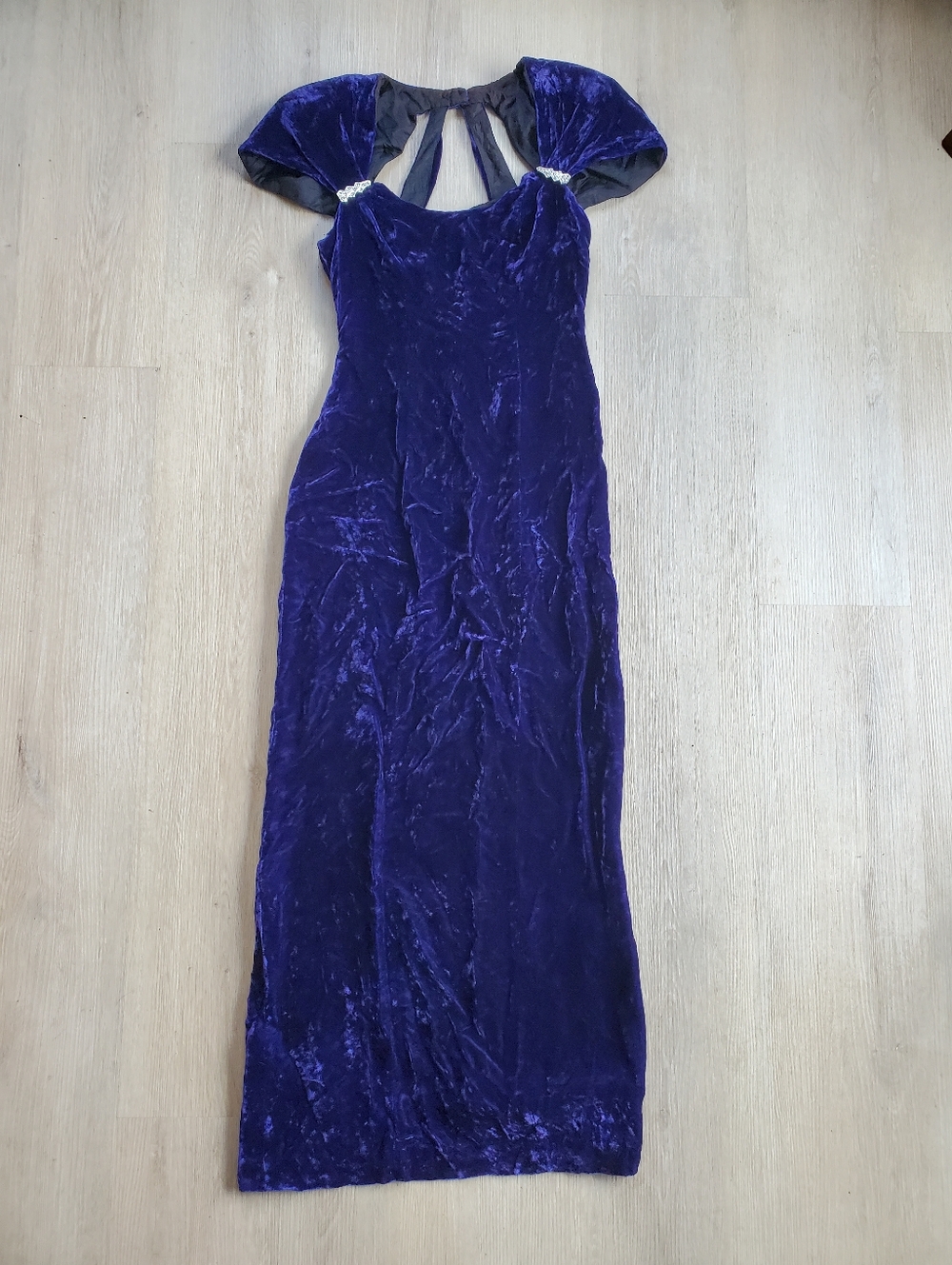 Vivian Dessy Diamonds For Dessy Creations Crushed Velvet Violet Dress